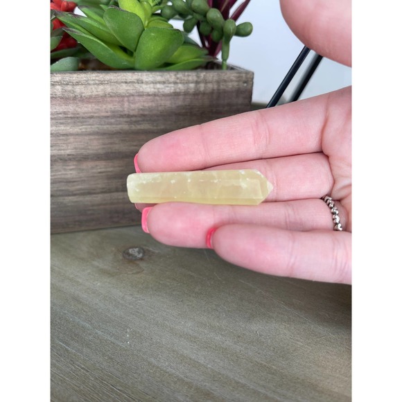 Lemon Calcite Mini Pencil Point Tower Crystal Wand - Picture 2 of 3